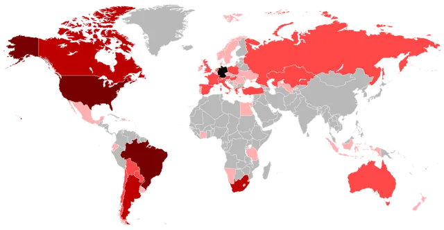 Répartition géographique de l'allemand