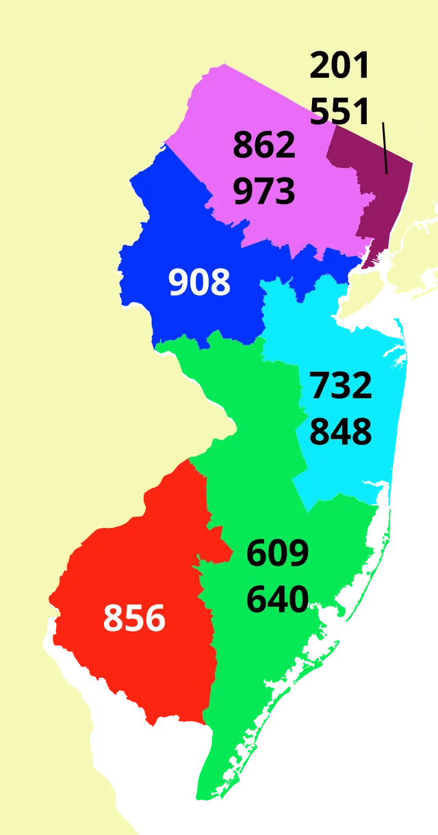 List of New Jersey area codes