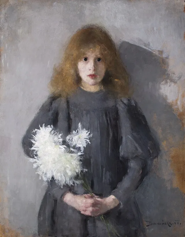 Fillette aux chrysanthèmes