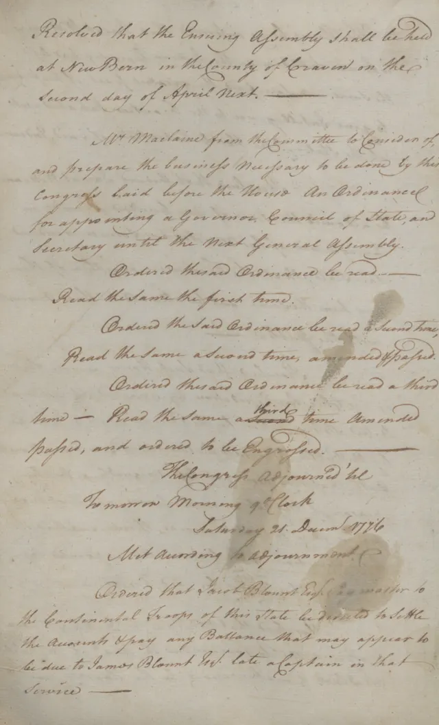 An Ordinance for appointing a Governor, Council of State, and Secretary
