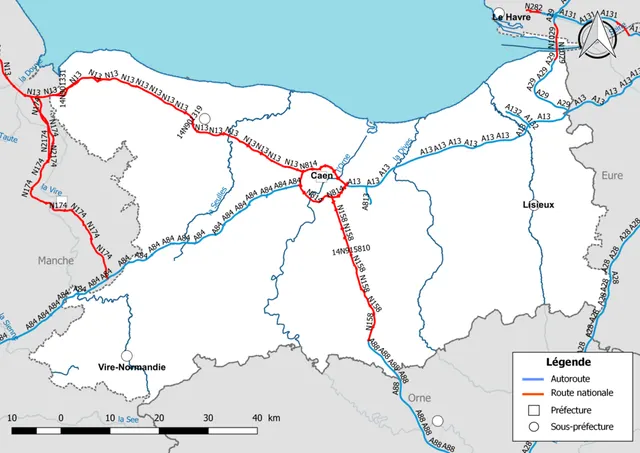 Réseau routier du Calvados