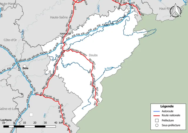 Réseau routier du Doubs