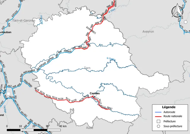 Réseau routier du Tarn