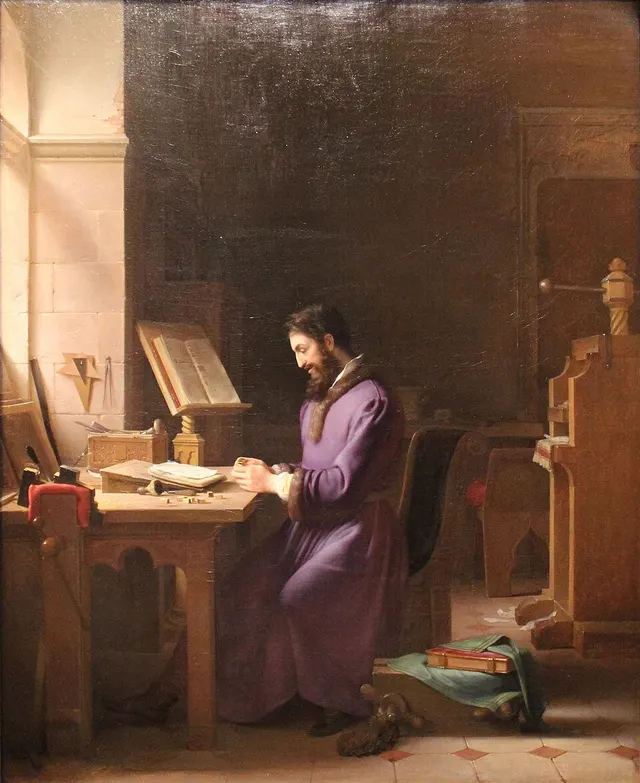 Gutenberg inventant l'imprimerie